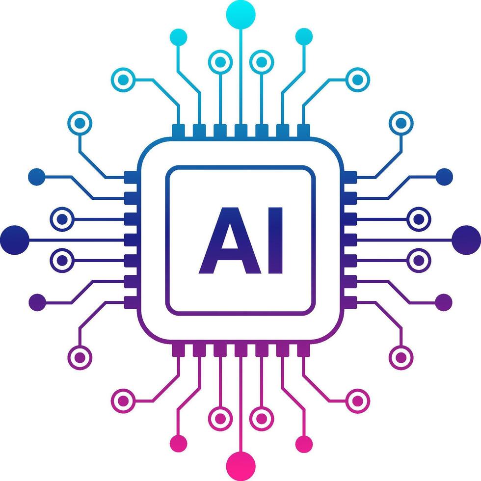 Ai processor icon. Microchip, CPU, Motherboard and artificial intelligence concept vector