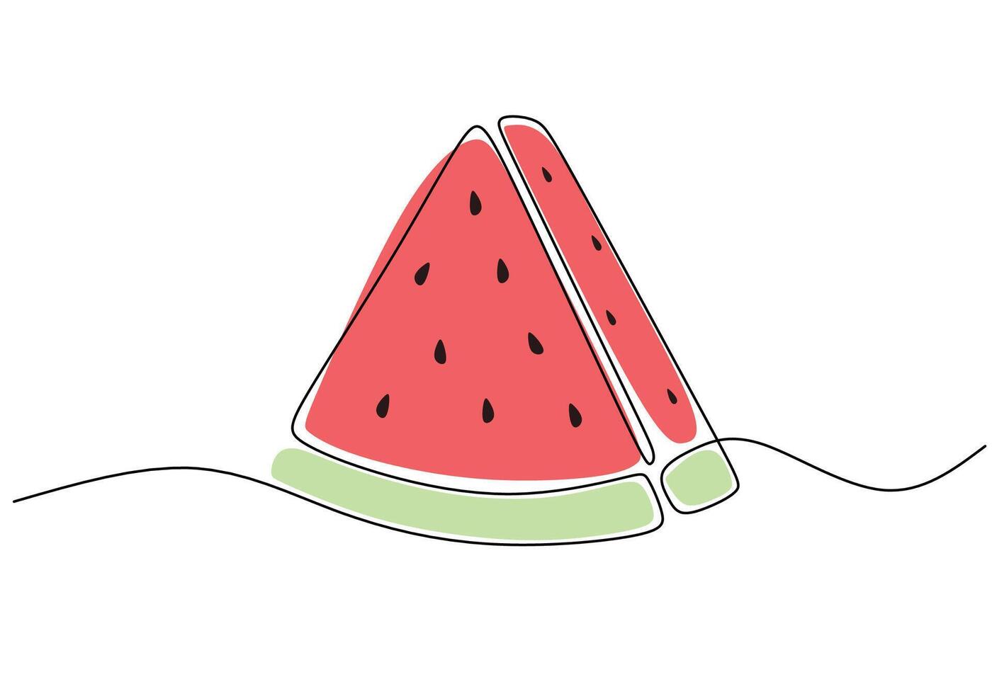One continuous line drawing organic red watermelon vector
