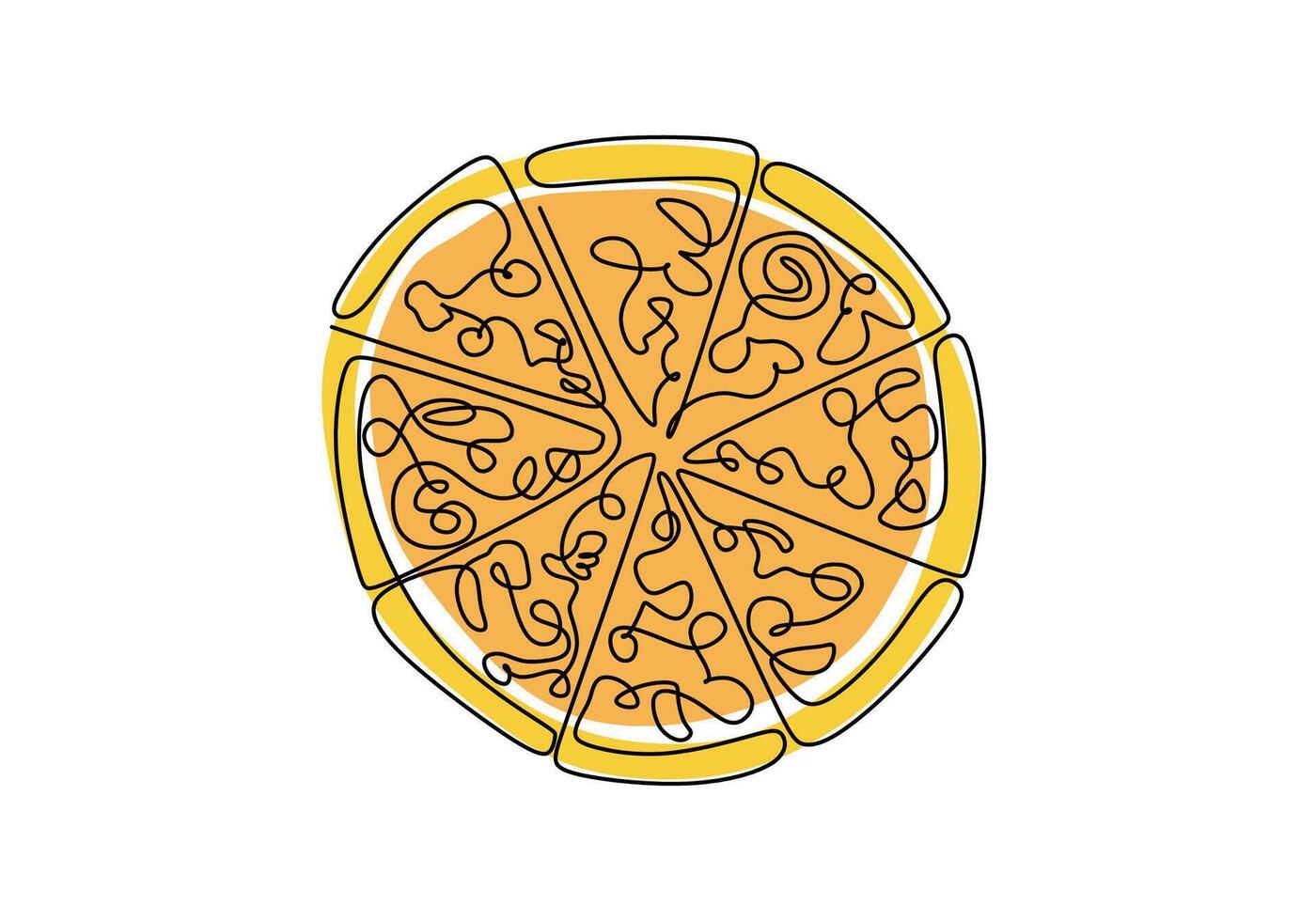 Continuous one line drawing of Italy pizza. Single line draw . vector