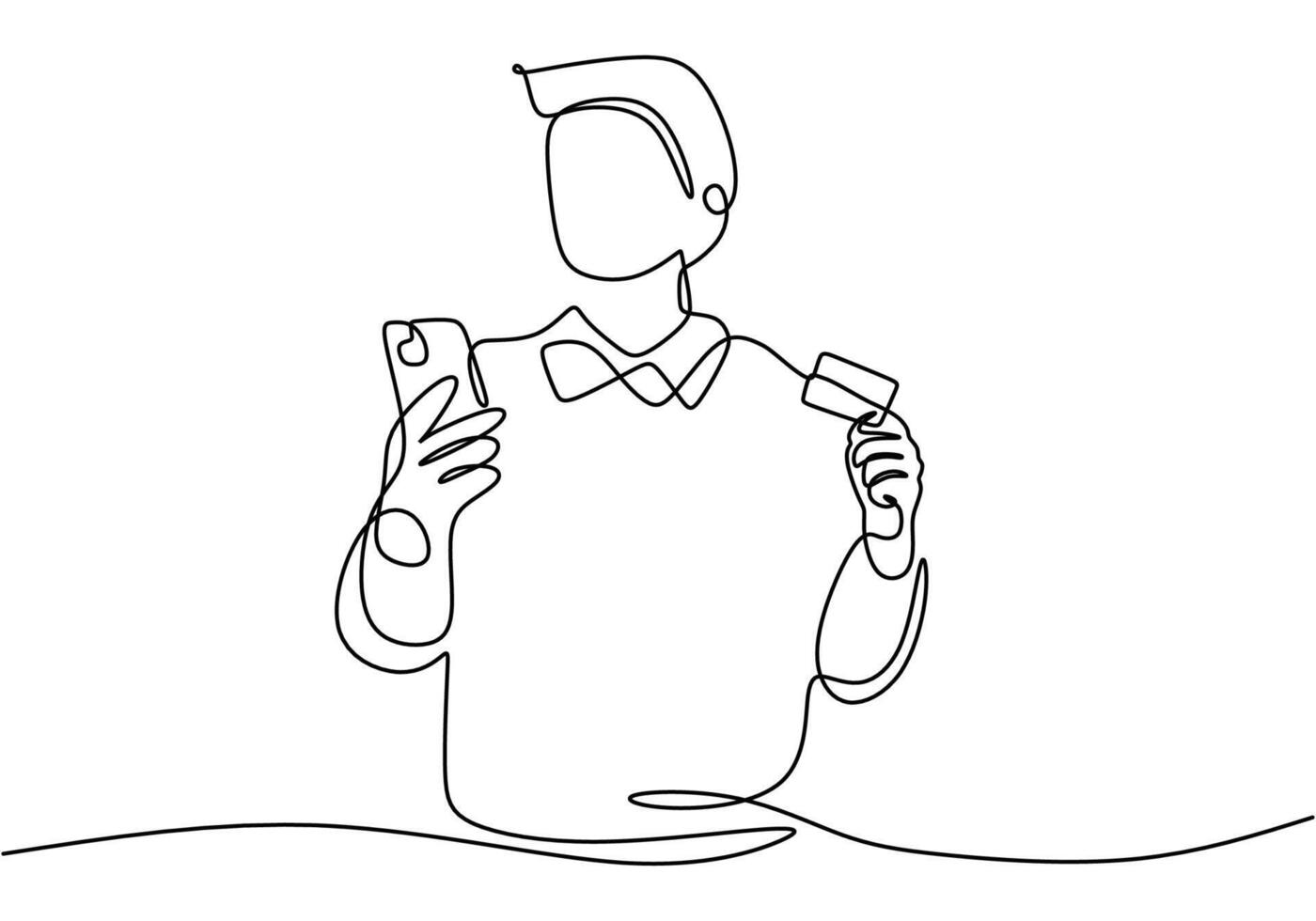 Internet banking one line drawing. vector