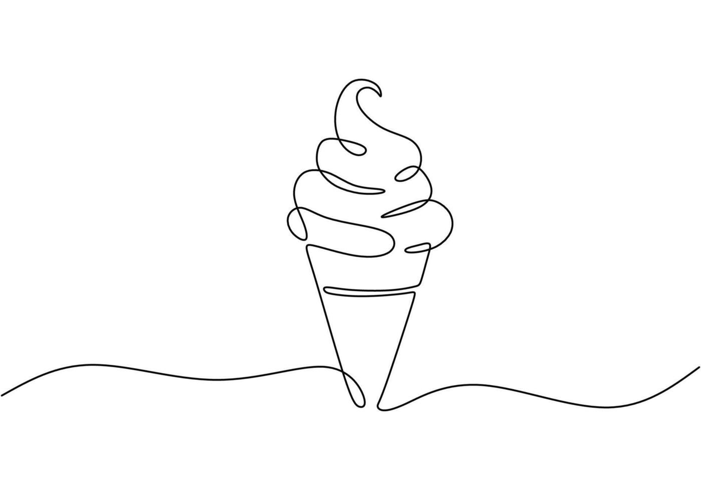 One line drawing of Ice cream. Hand drawn illustration. vector