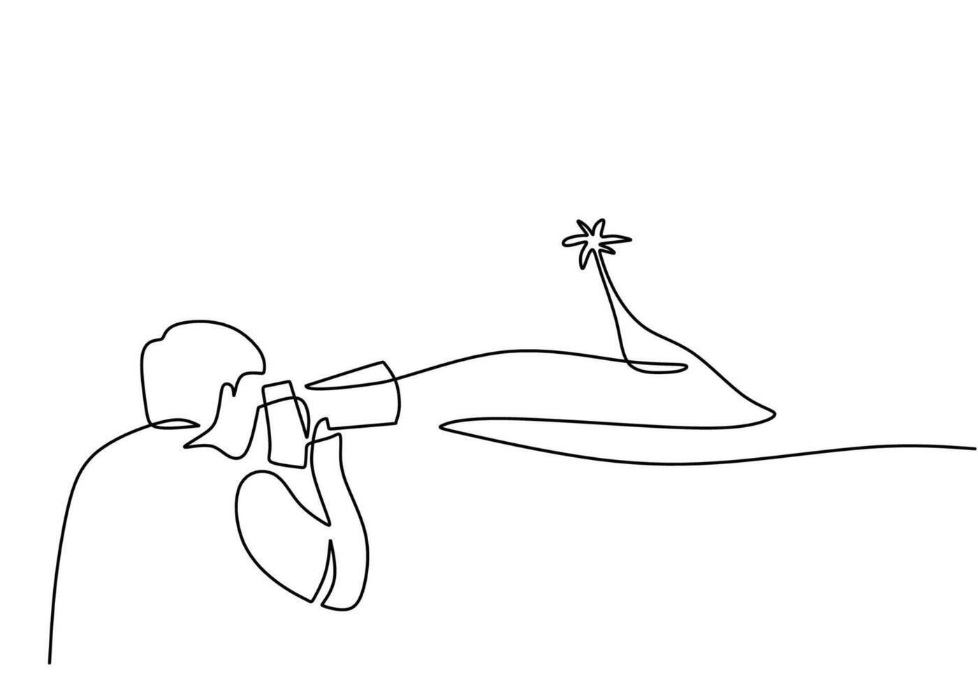 Continuous line of photographer with digital camera vector