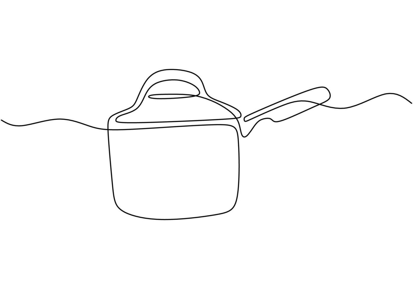 One line drawing of big pan isolated on white background. cooking and kitchen concept. vector