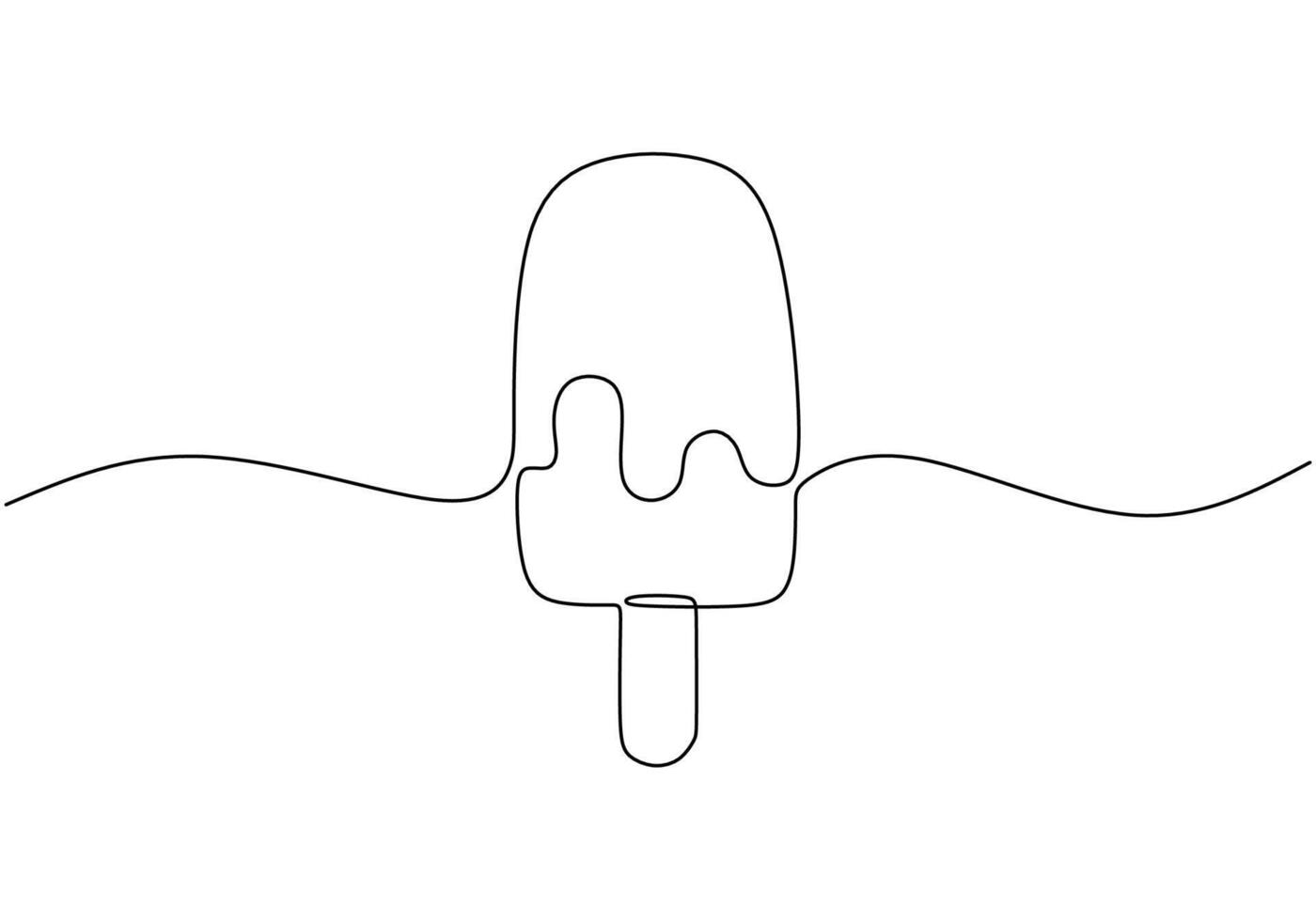 Continuous line drawing of Ice cream. Delicious food. vector