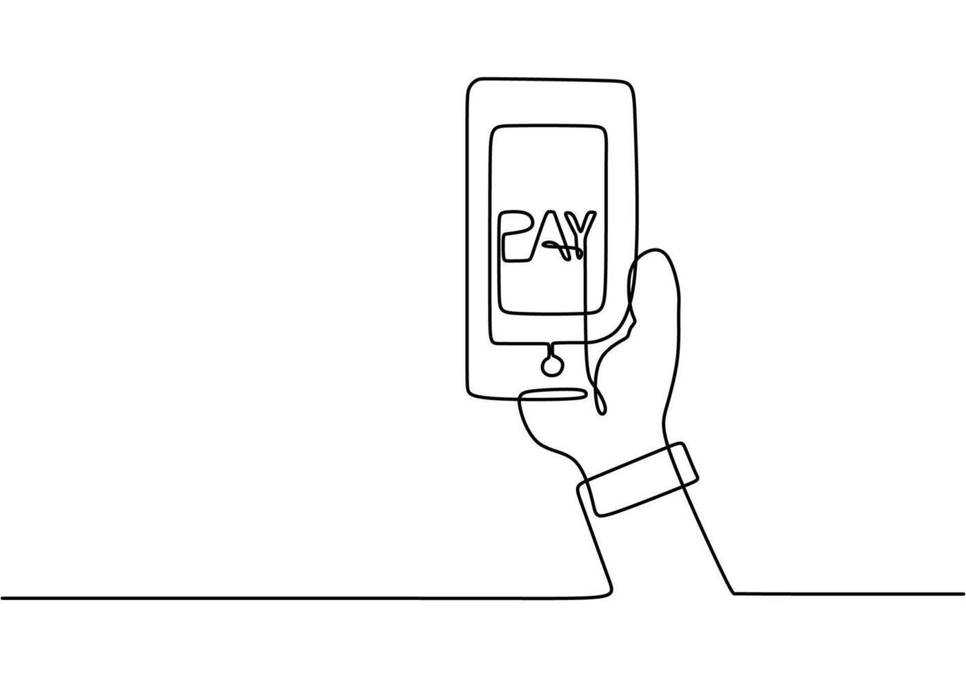 hand use Online debit card. Internet banking one line drawing. vector