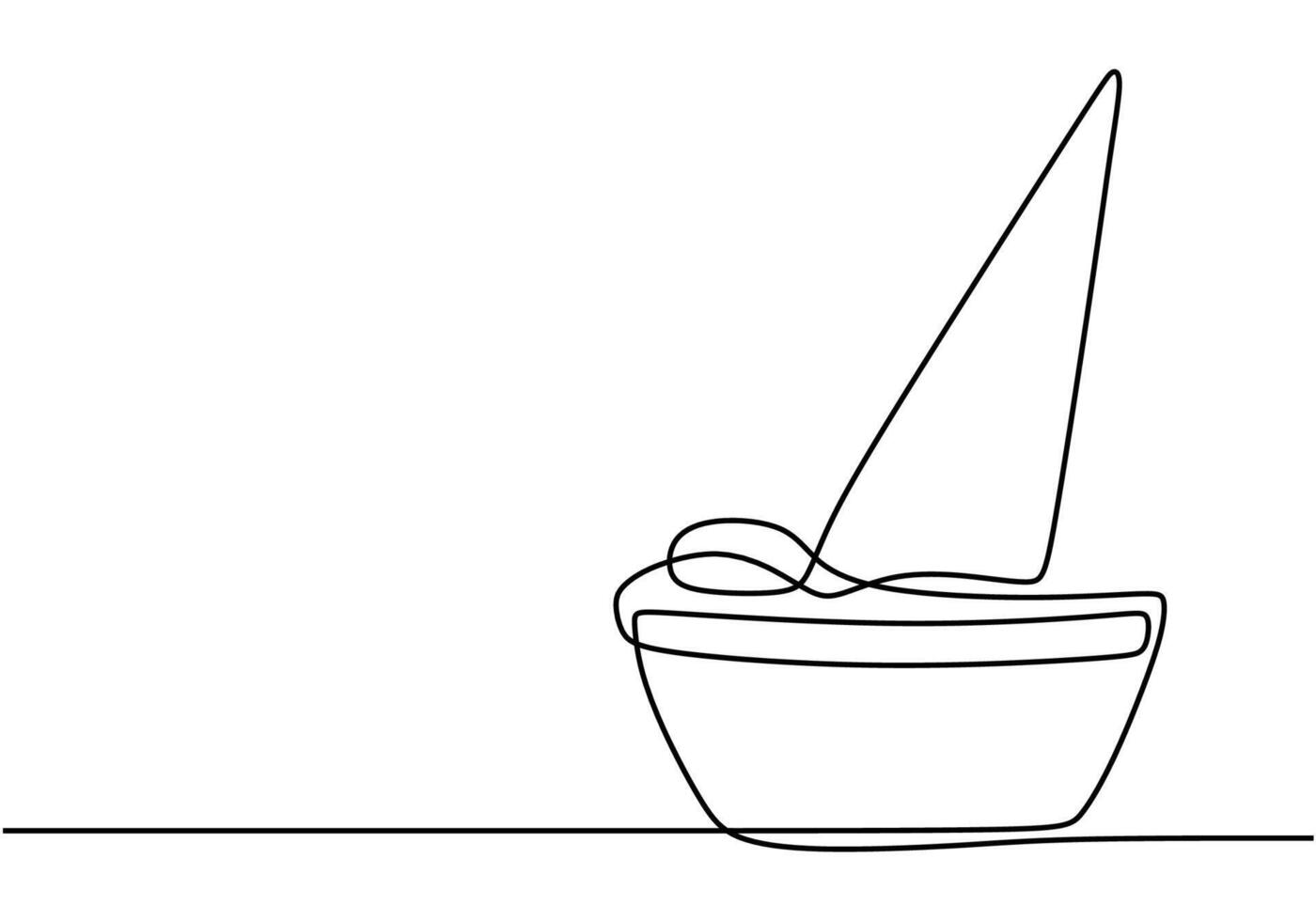 Ice cream in waffle cone on mug in one continuous line drawing vector