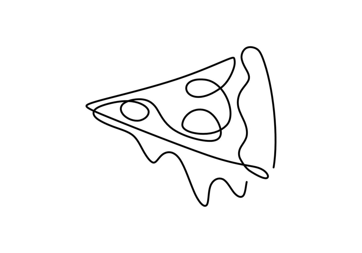 one continuous line drawing of slice pizza Food illustration. vector