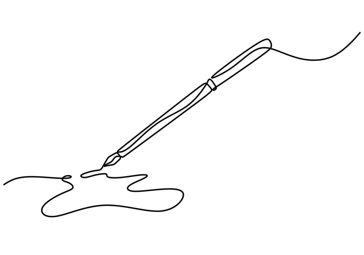 One continuous line drawing of ink pen writing vector