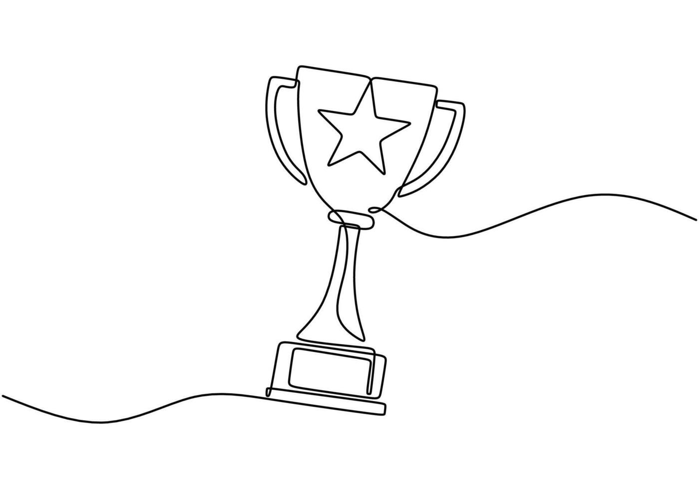 Continuous one line drawing of trophy cup vector