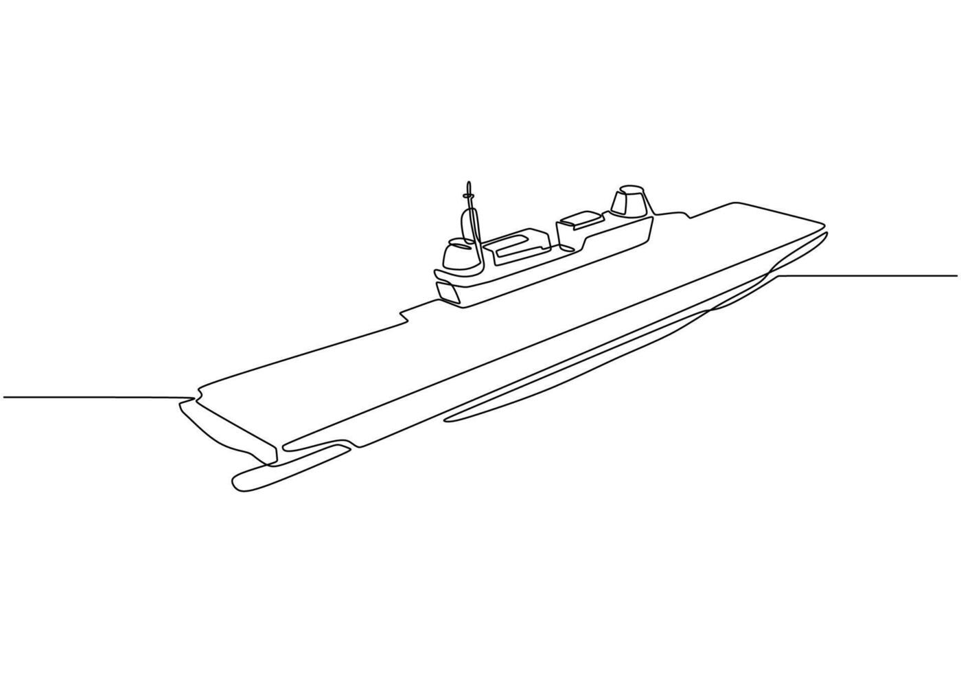one line drawing of submarine Ocean travel transportation vector