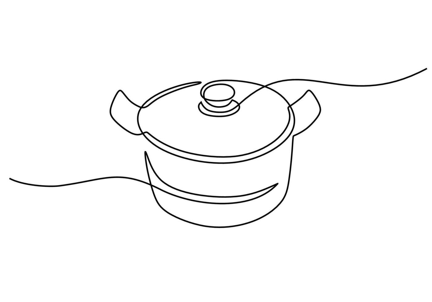 Continuous line drawing of big pan isolated on white background. cooking and kitchen concept. vector