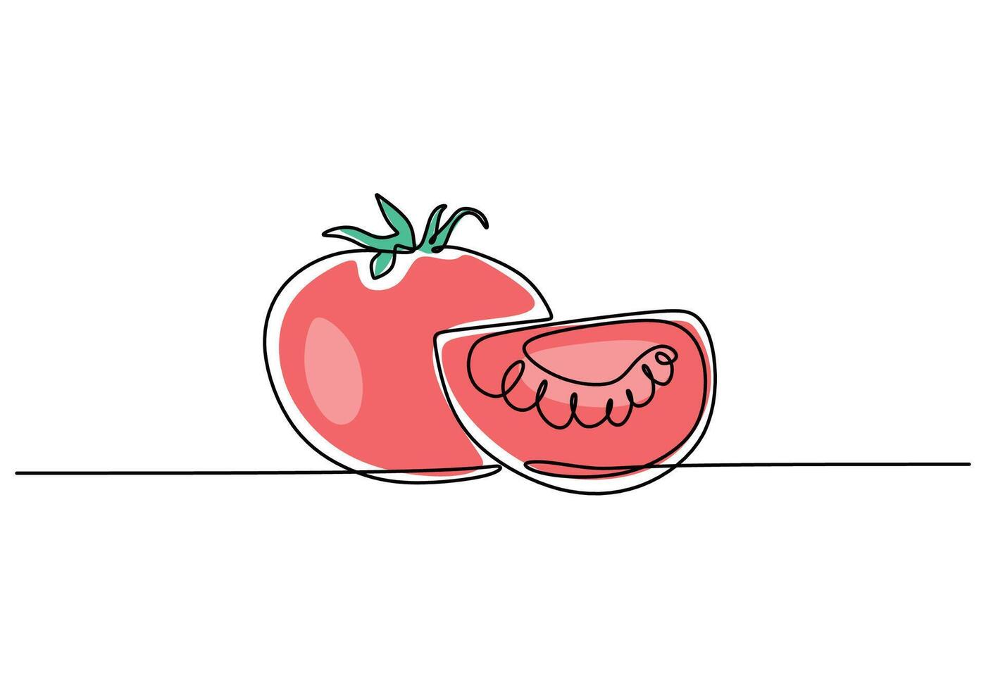 one continuous single line of red tomato isolated on white background.Fruits food concept . vector
