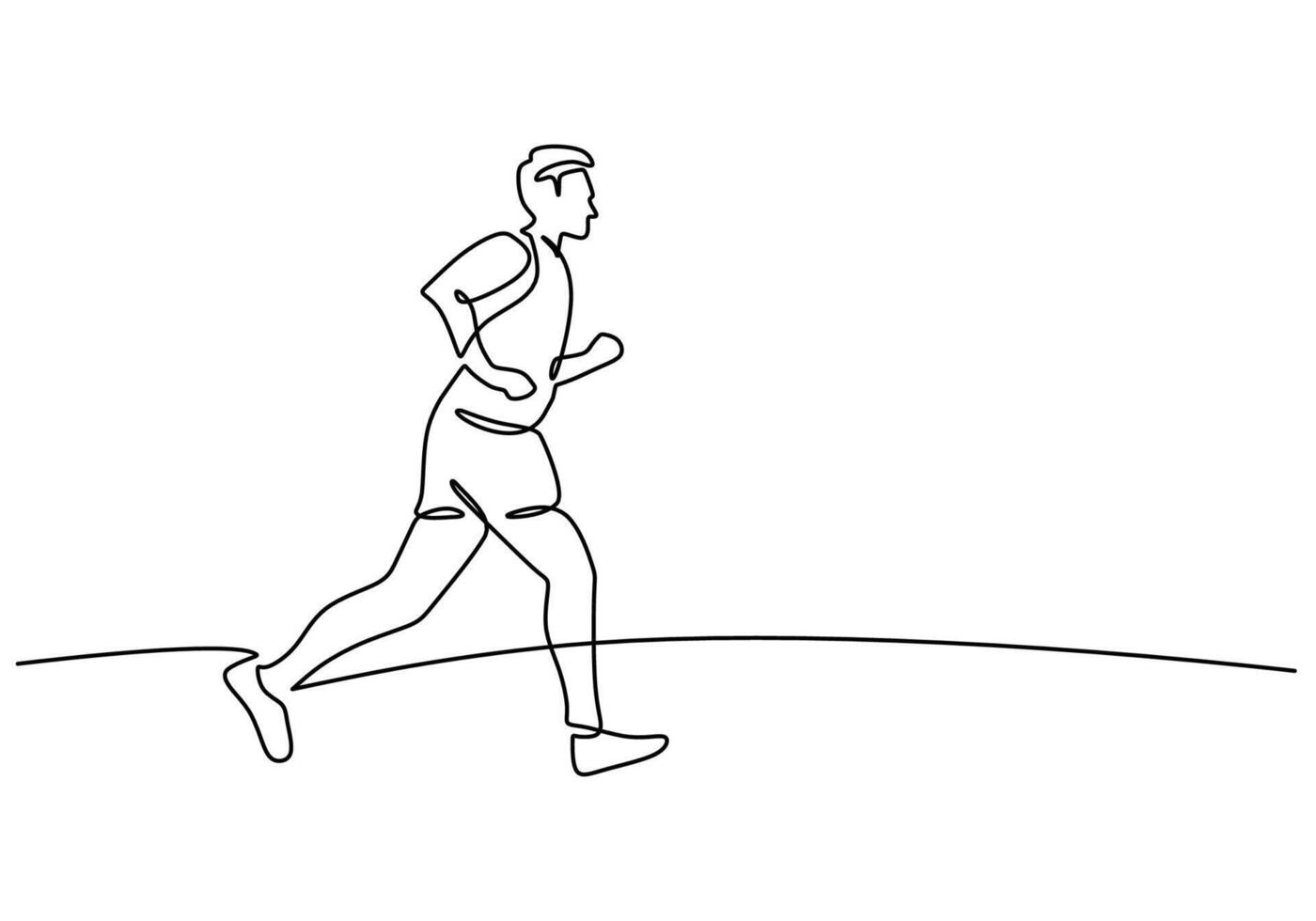 one line drawing of athlete running fast. vector