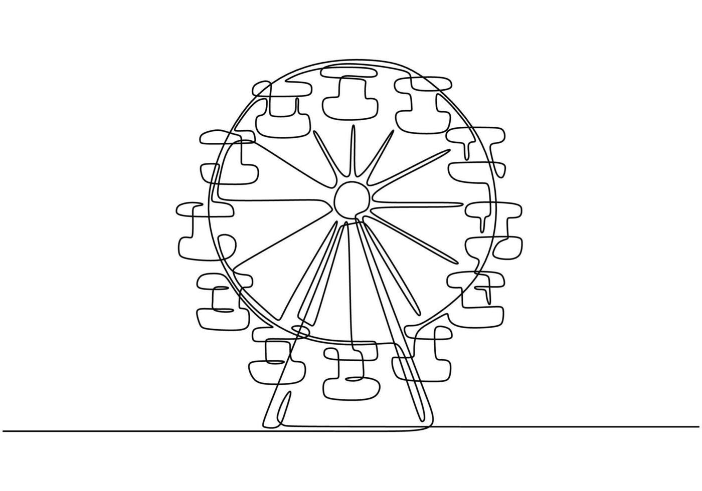 Ferris wheel in one single continuous line drawing style isolated on white background. vector
