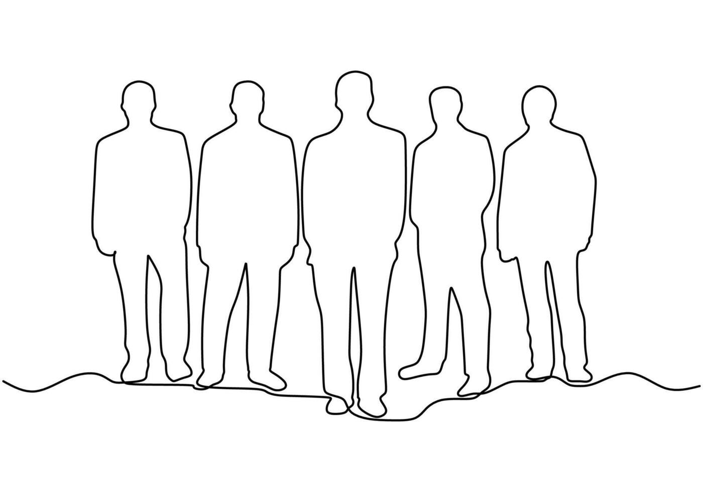 continuous line drawing of diverse group of standing people vector