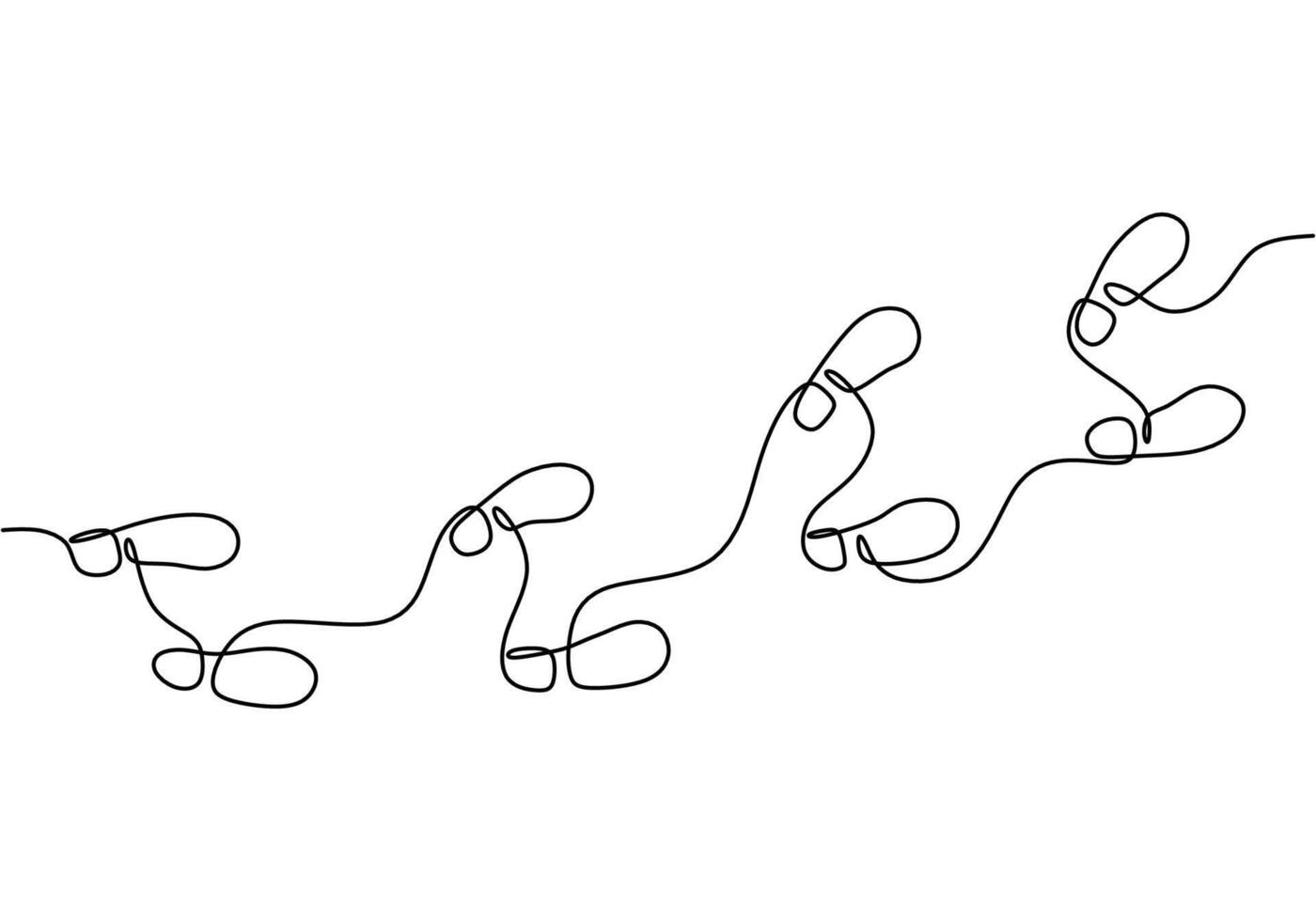 Continuous one line drawing of footsteps. vector