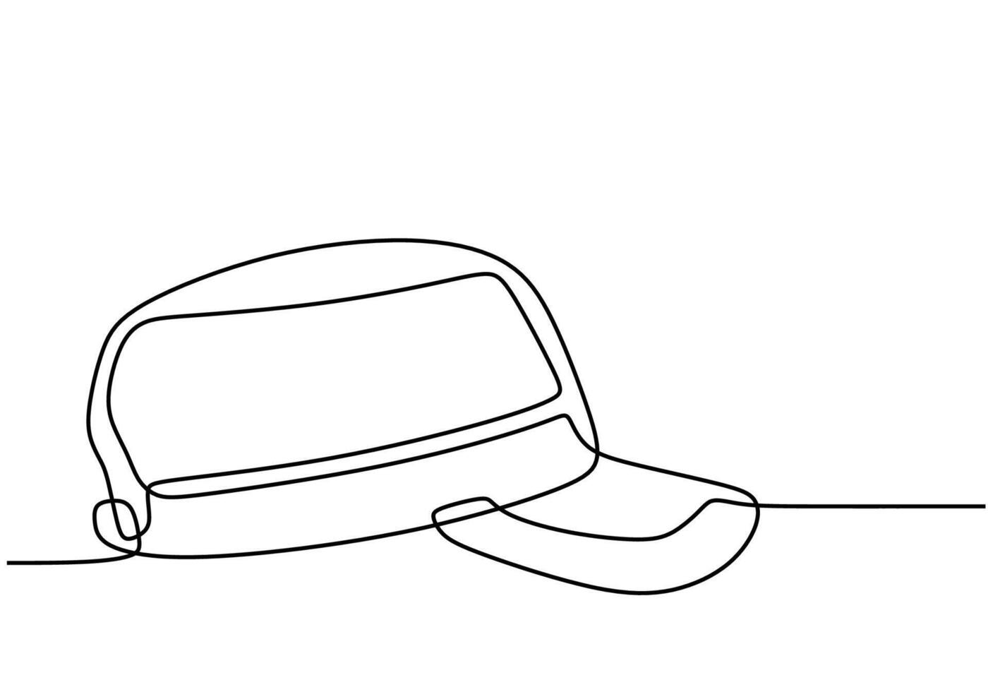 Continuous single drawn one line tactical men hat hand drawn vector