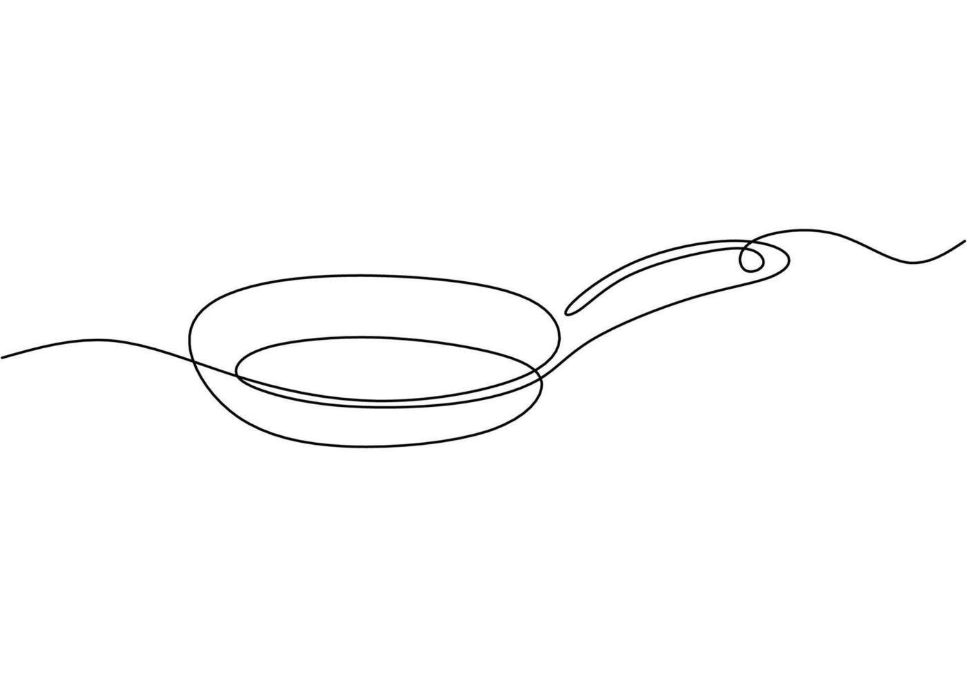 one continuous line drawing of big wok food pan. vector