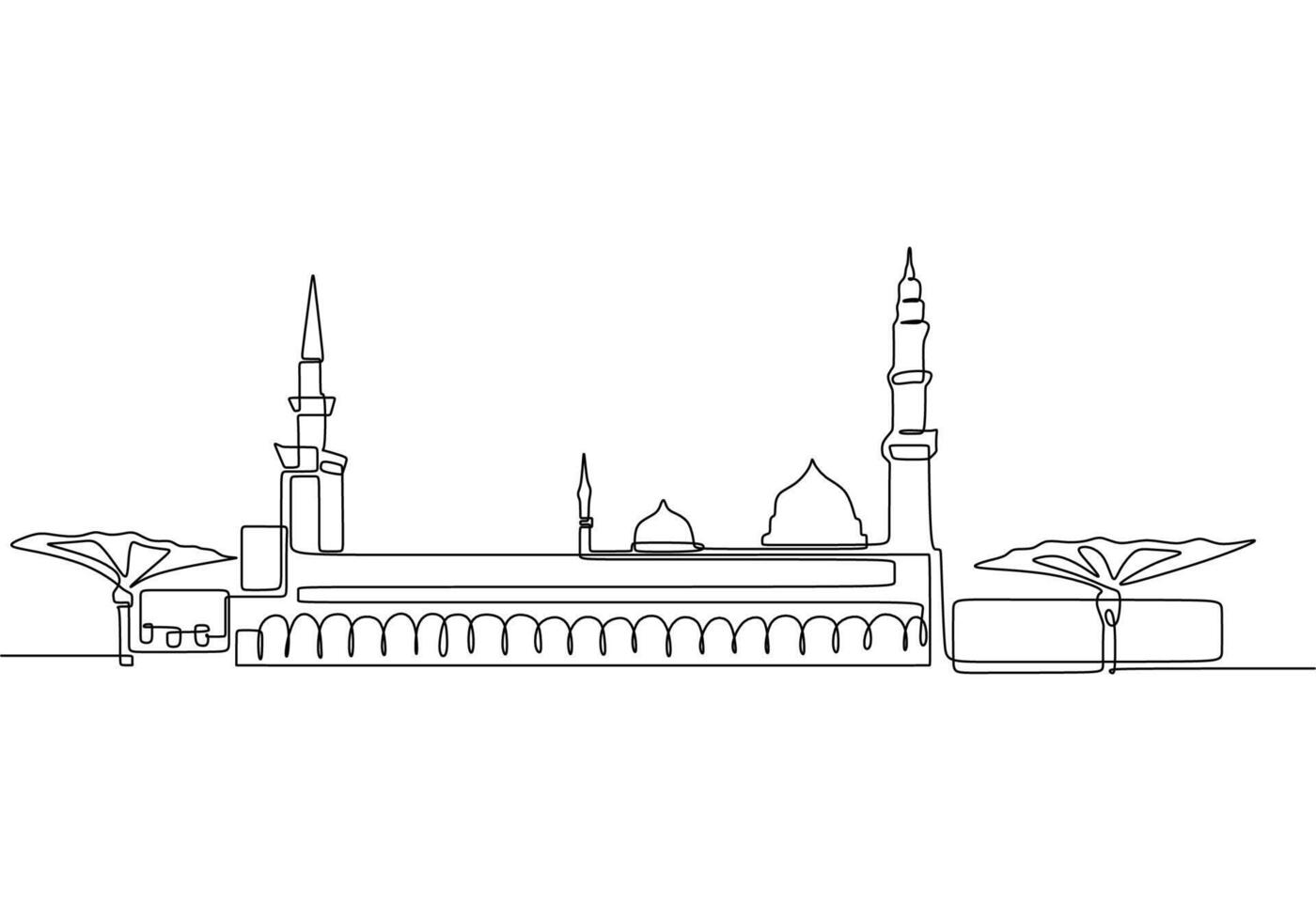 Continuous line drawing of Beautiful islamic Landscape vector