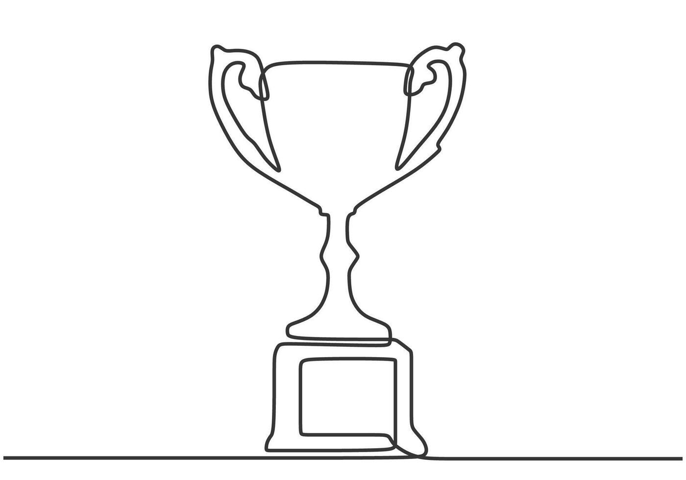 Trophy in one continuous single line drawing style isolated on white background.Champion winner. vector