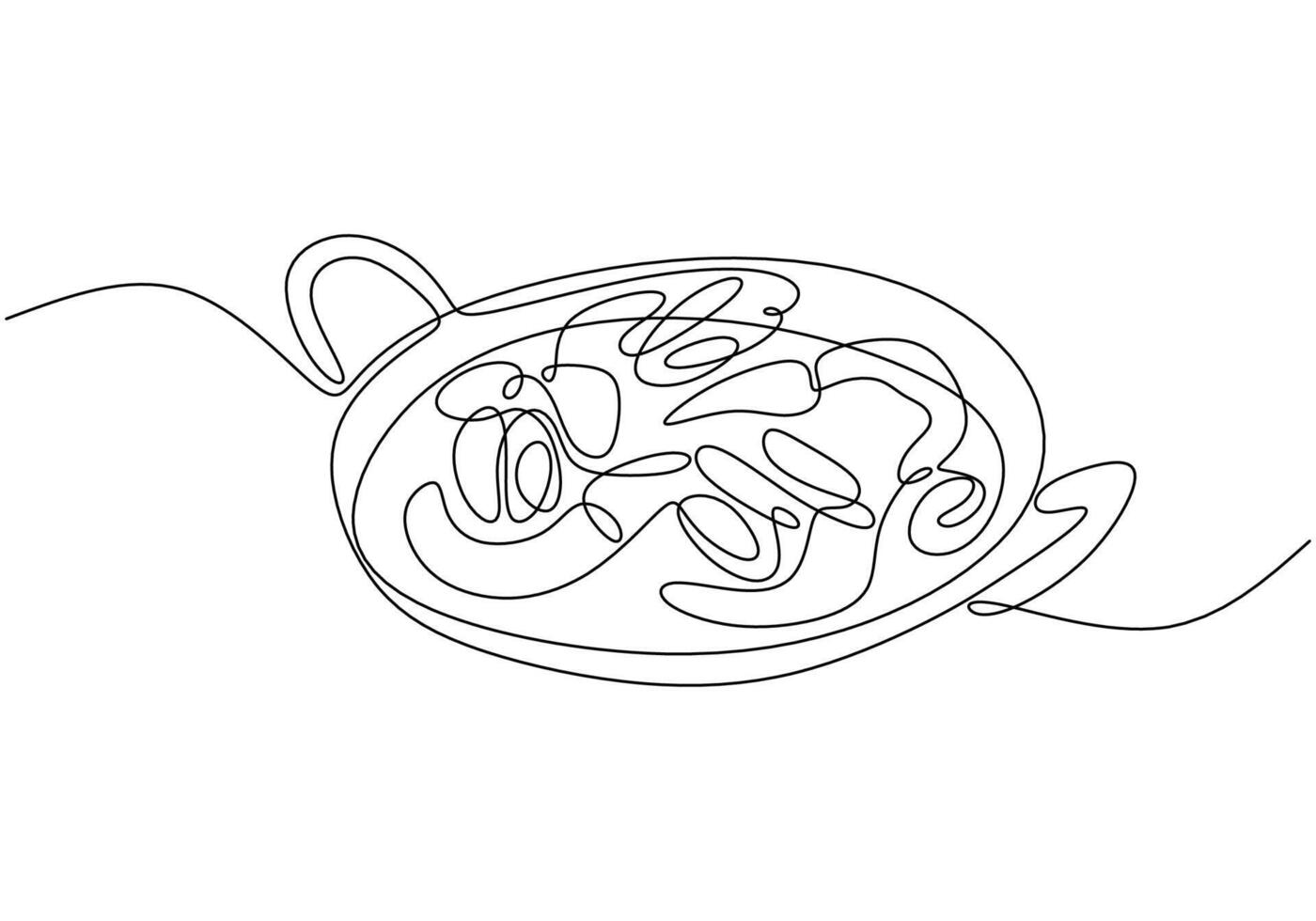 One line drawing asian traditional soup food hand drawn isolated on white background. vector