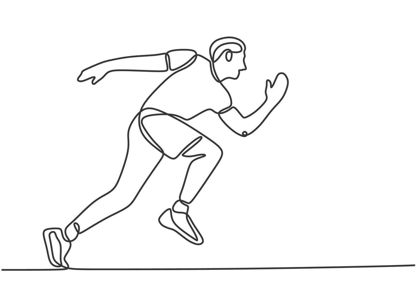 Man athlete running one continuous single line art vector