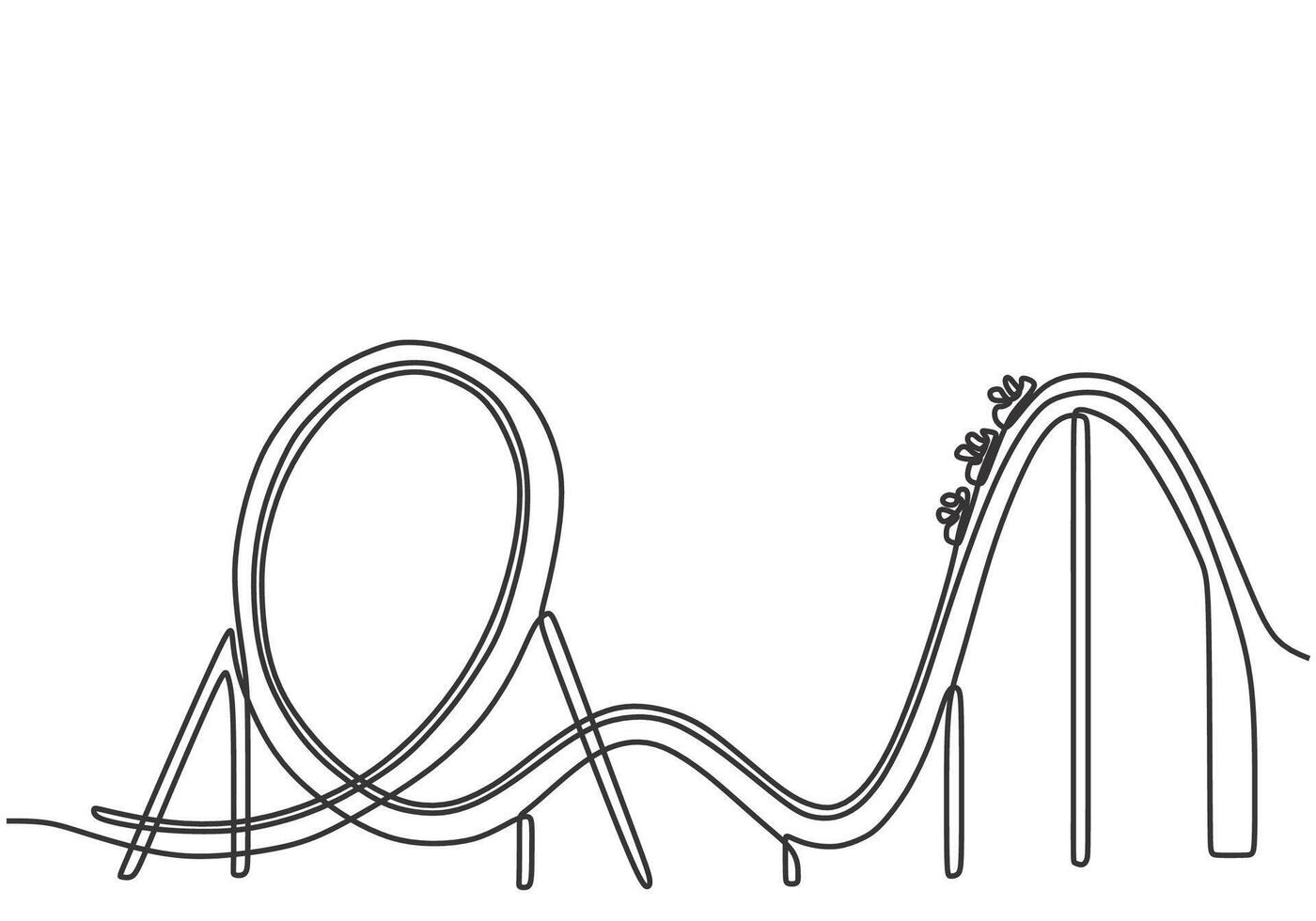 Roller coaster drawn in one continuous line style isolated vector
