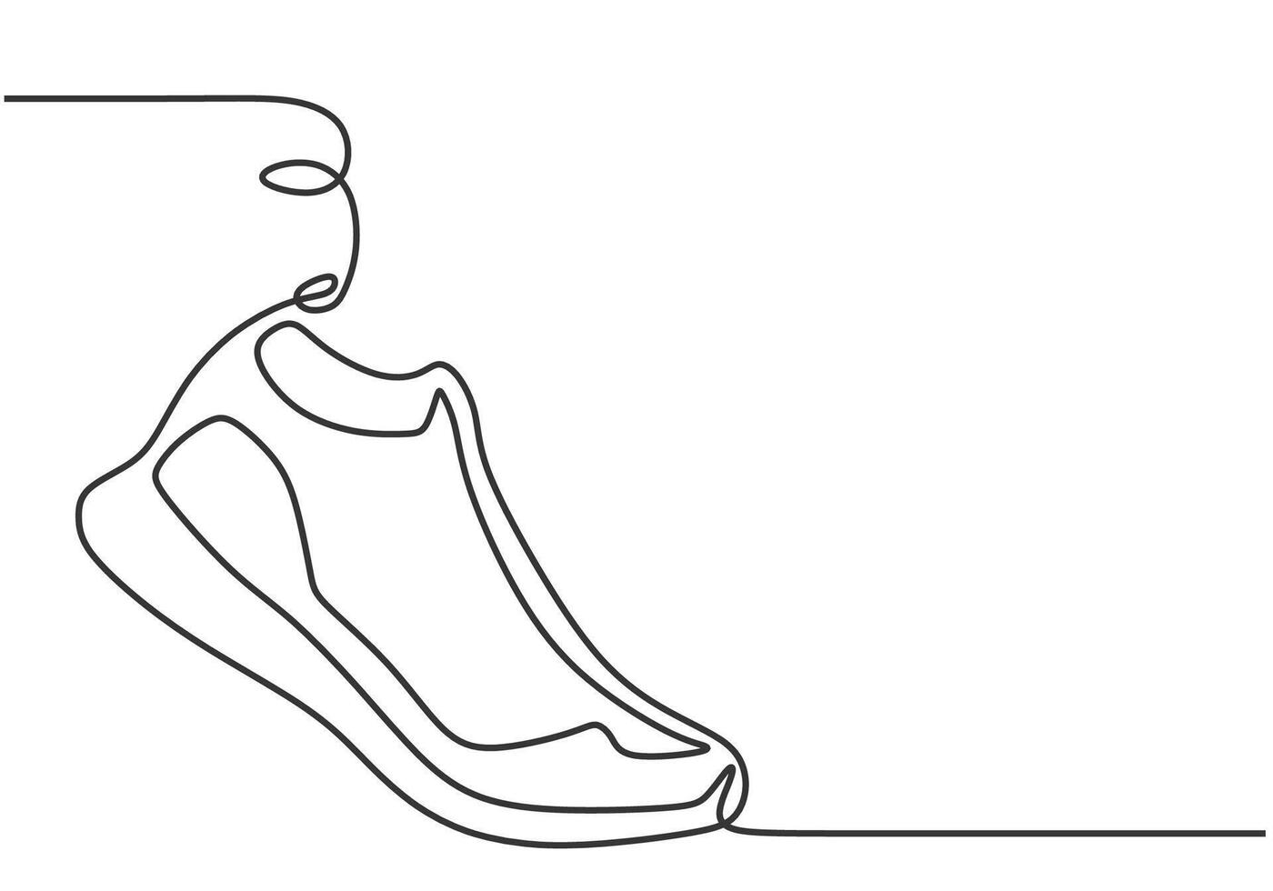 Running shoes in one continuous line drawing style. Athletic sport concept illustration. vector
