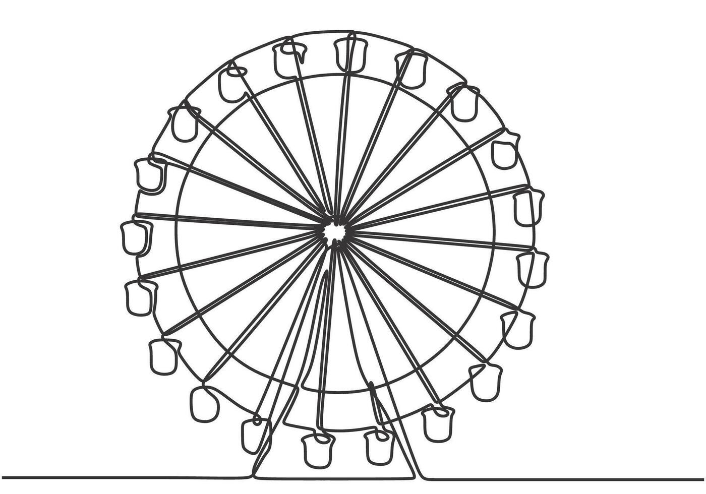 Continuous one line drawing of a ferris wheel in park vector