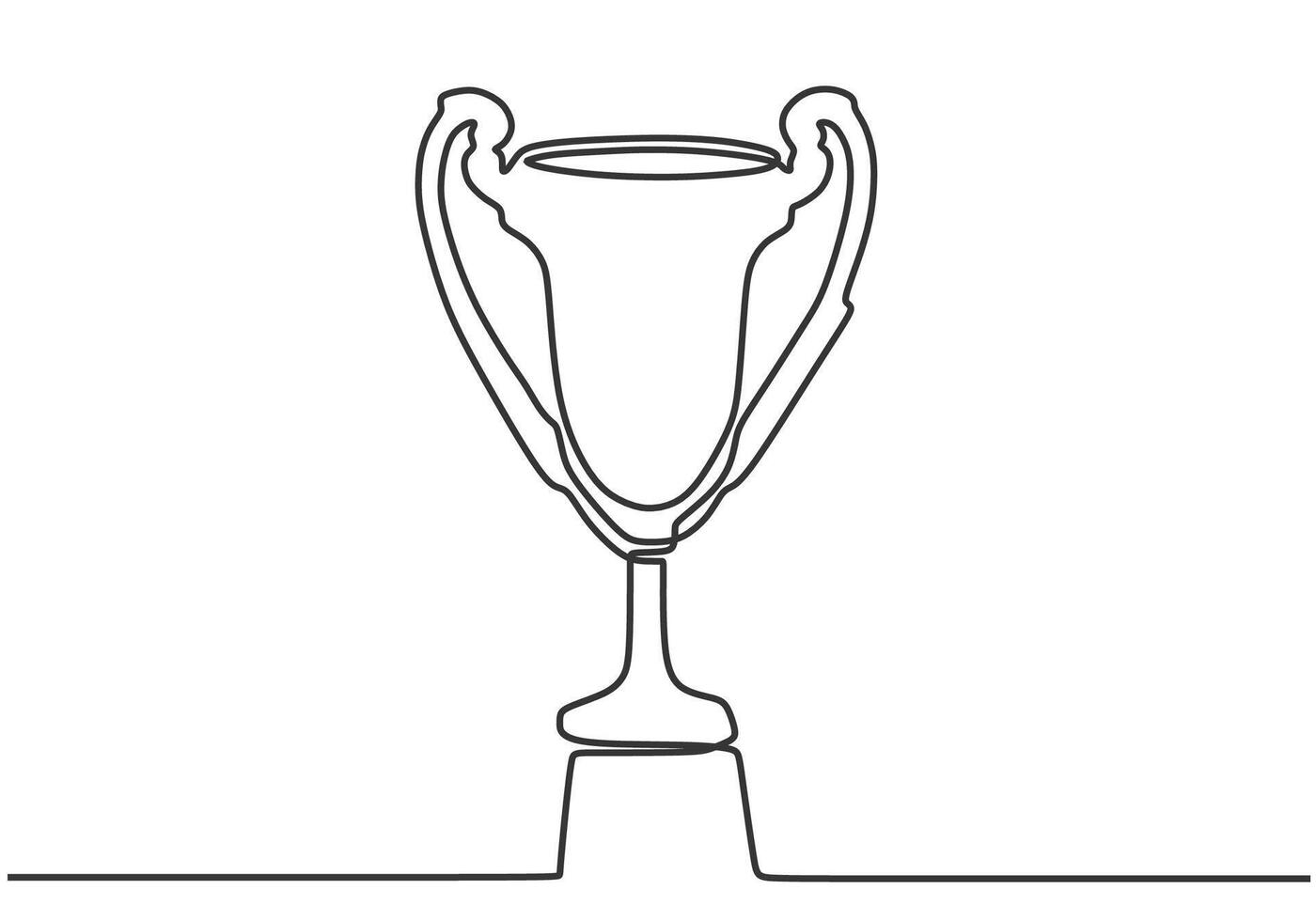 Trophy one continuous single line art drawing style isolated on white background.Champion winner. vector