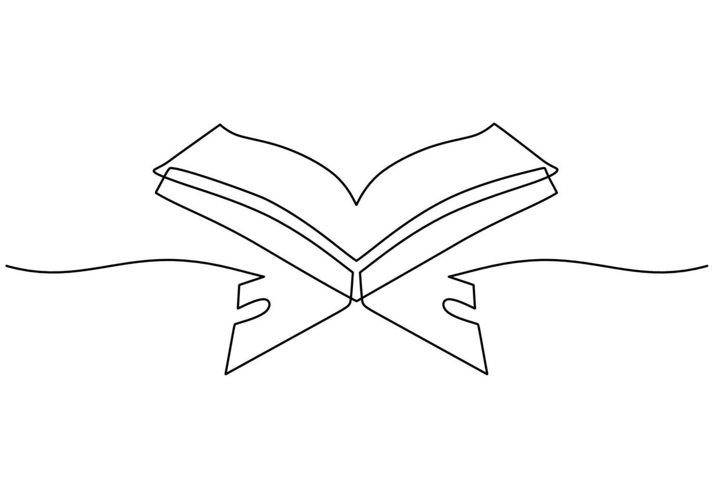holy book al quran in one single continuous line drawing style for Ramadan kareem concept vector