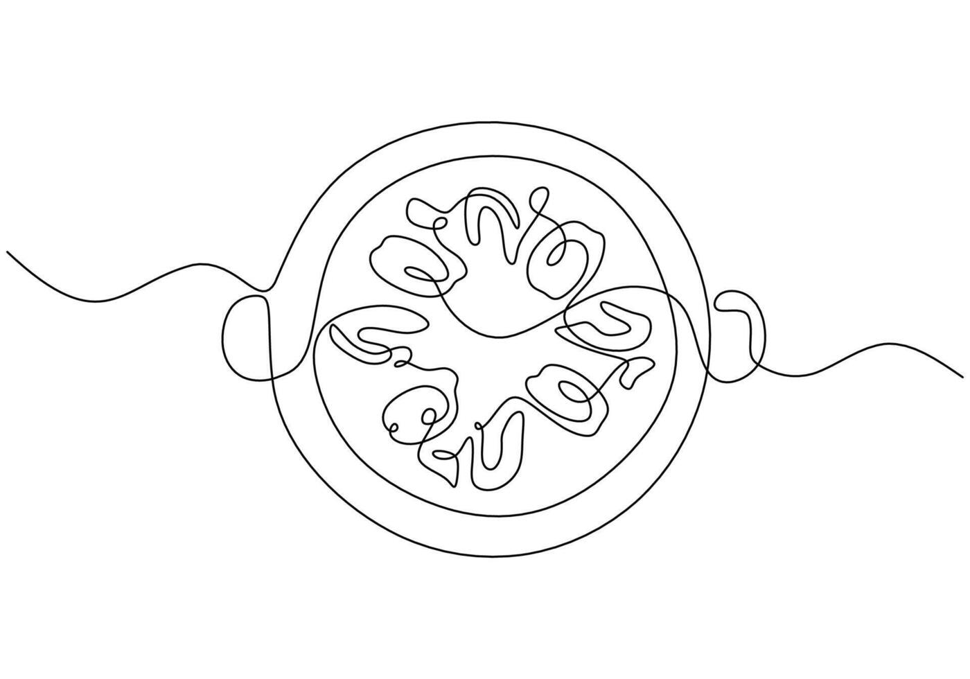 One continuous single line of asian traditional food hand drawn isolated on white background. vector