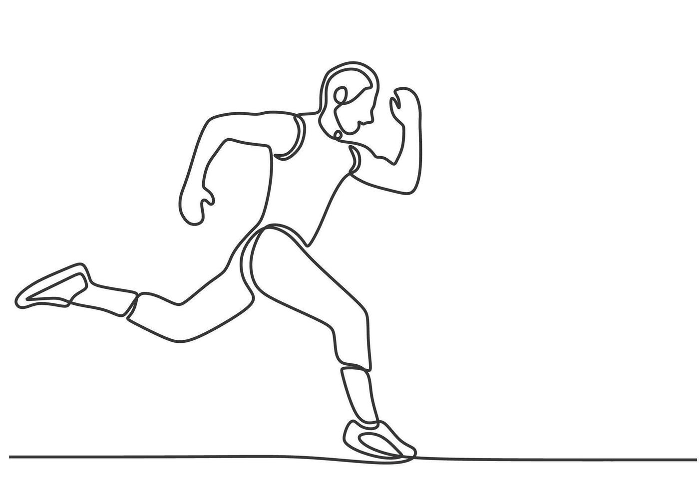 Man athlete running fast in one continuous single line art style. vector