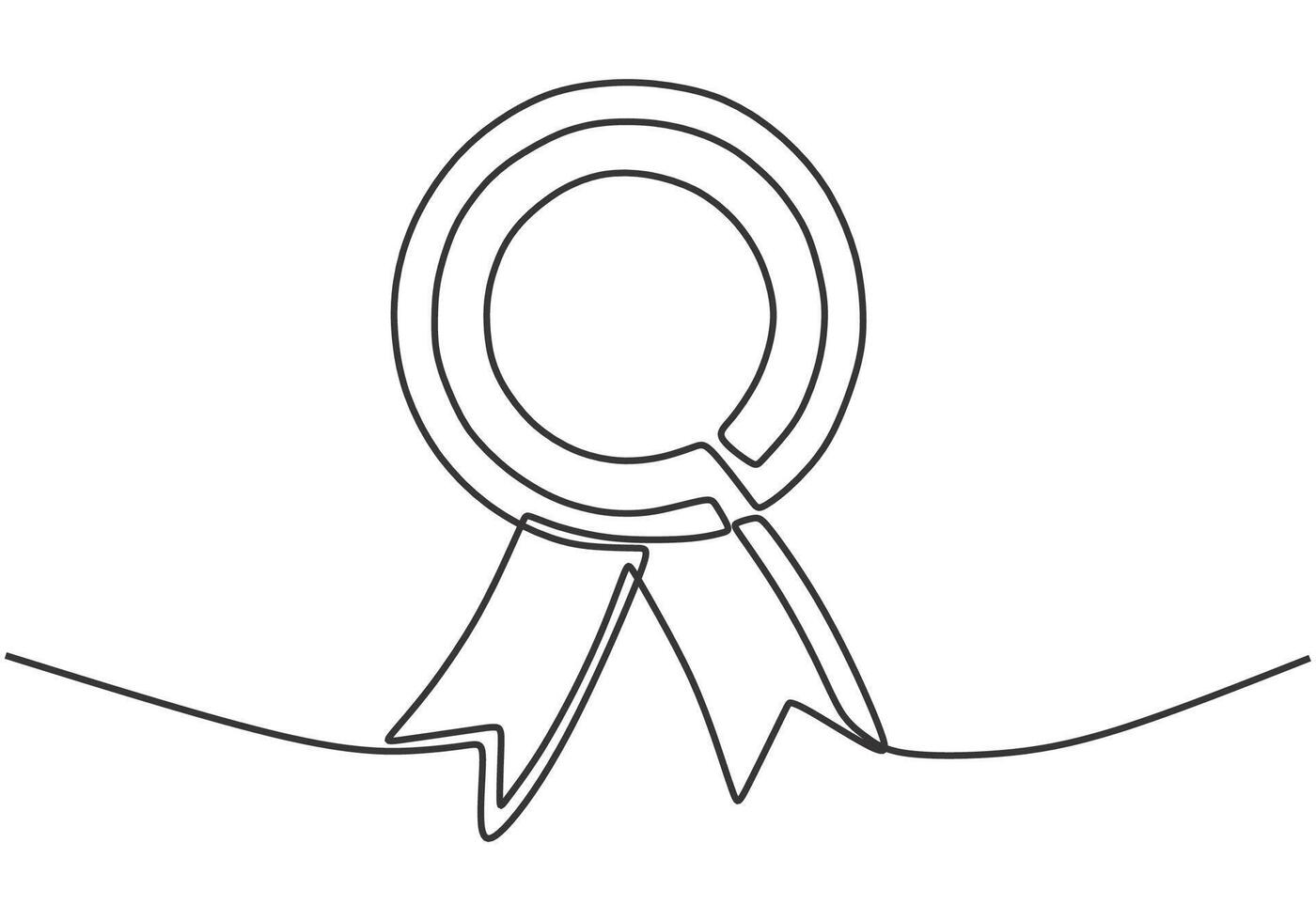Medal in one continuous single line art drawing style isolated on white background. vector