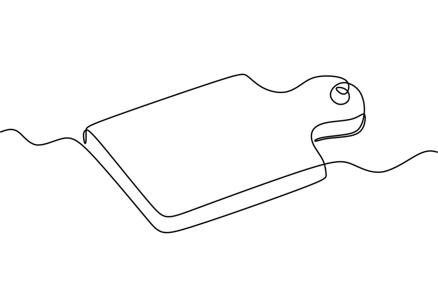 one continuous line drawing of cutting board on white background. cooking and kitchen concept vector