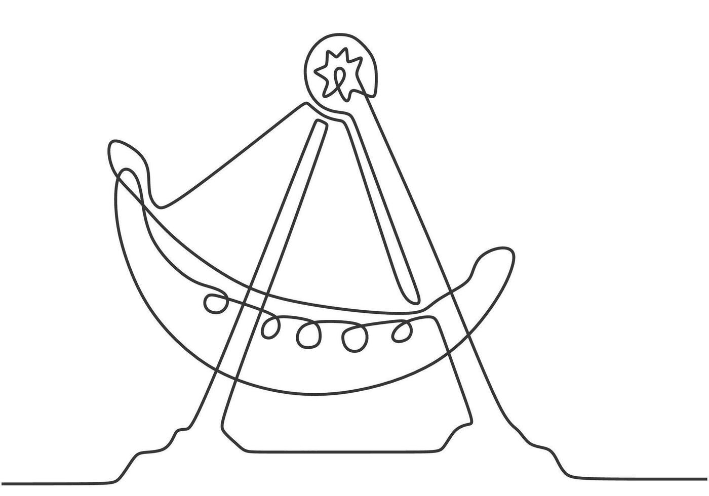 Continuous one line drawing of Hanging boat at playground in continuous line art drawing style. vector