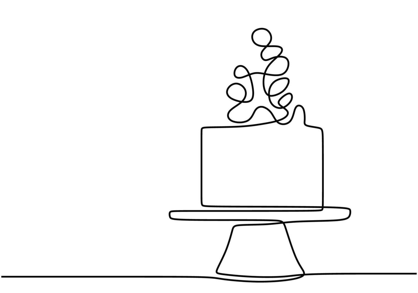 Continuous one line drawing cake vector