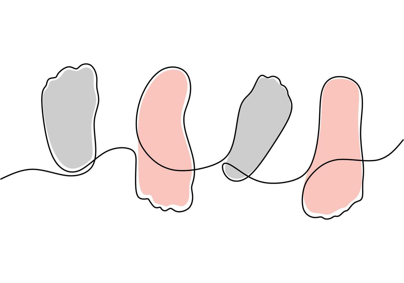 One line drawing of footsteps vector