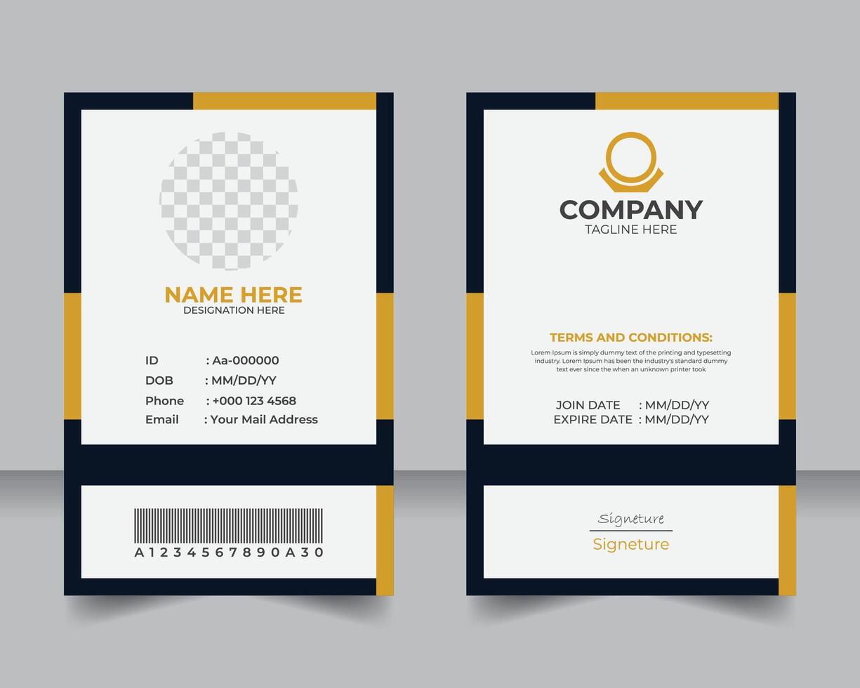 Clean business employee card template design, Modern identity card template for office employees. vector