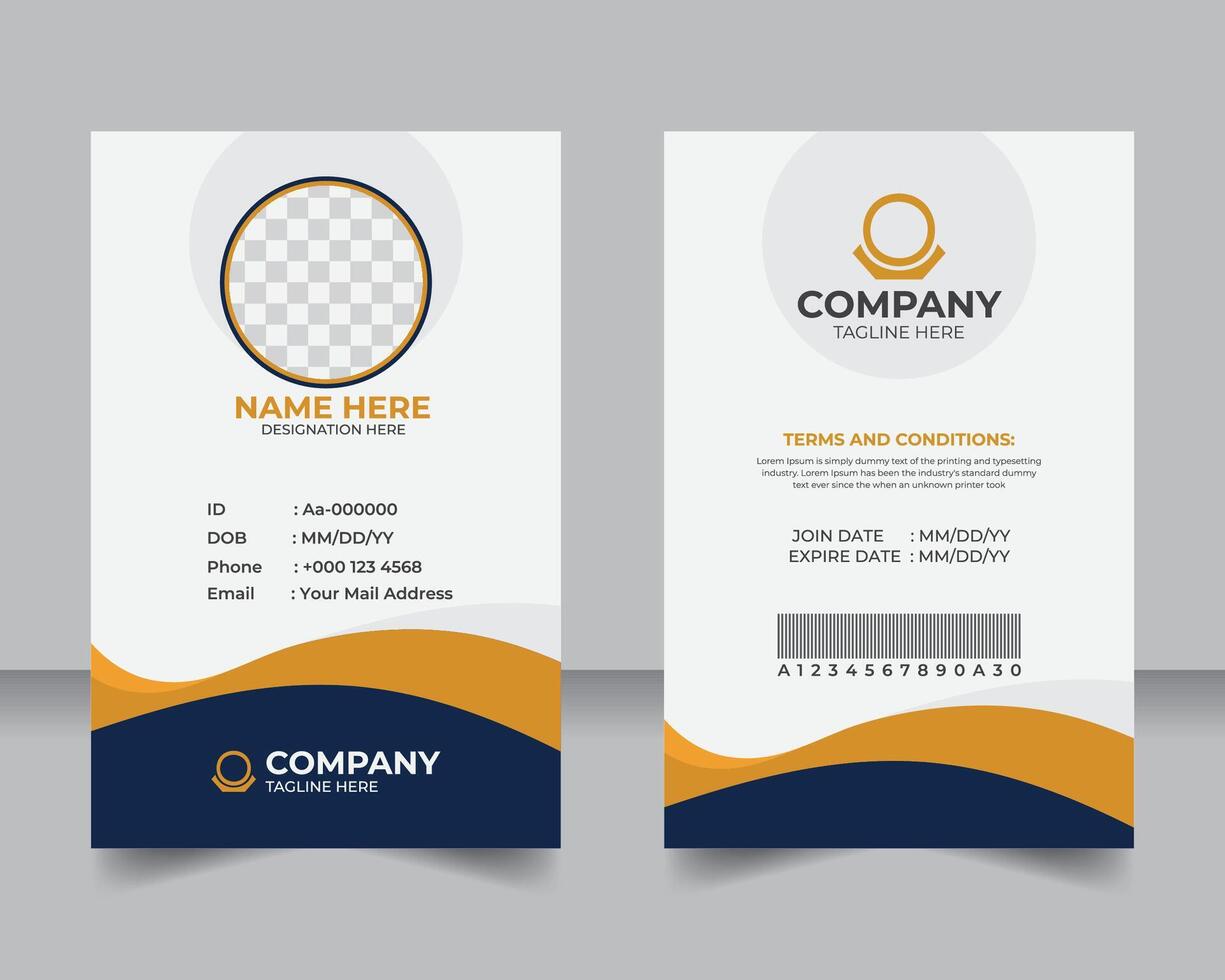 Professional colorful ID Card Template for Company Staff, Modern Identity Badge Design for Employees vector