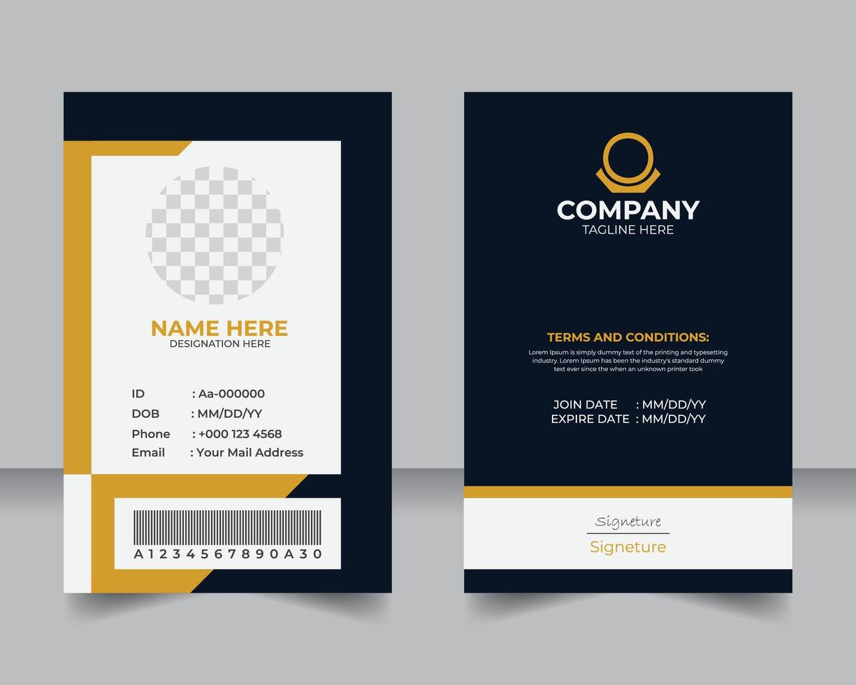 Stylish corporate identification badge template, Company staff ID card design with creative layout. vector