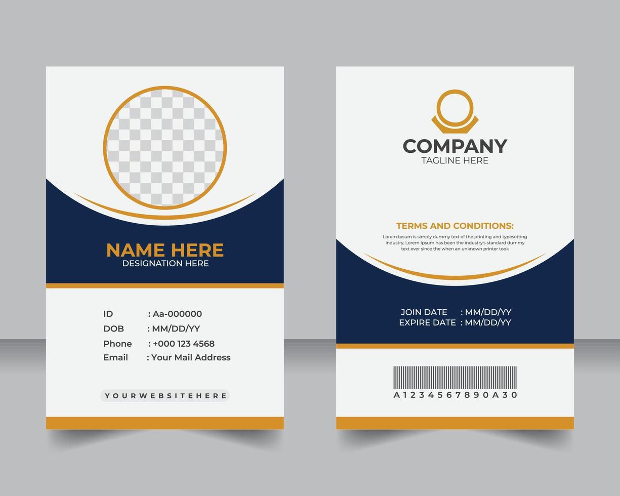 Simple and Sleek colorful Staff ID Card Template, Elegant ID Card Design for Workplace Identification vector