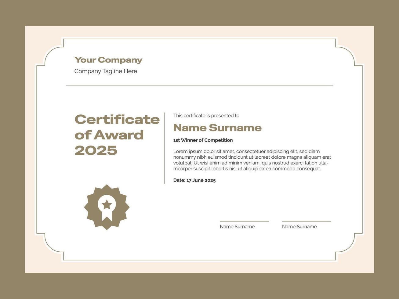 Modern certificate of award for business. Simple trendy certificate template for multipurpose vector