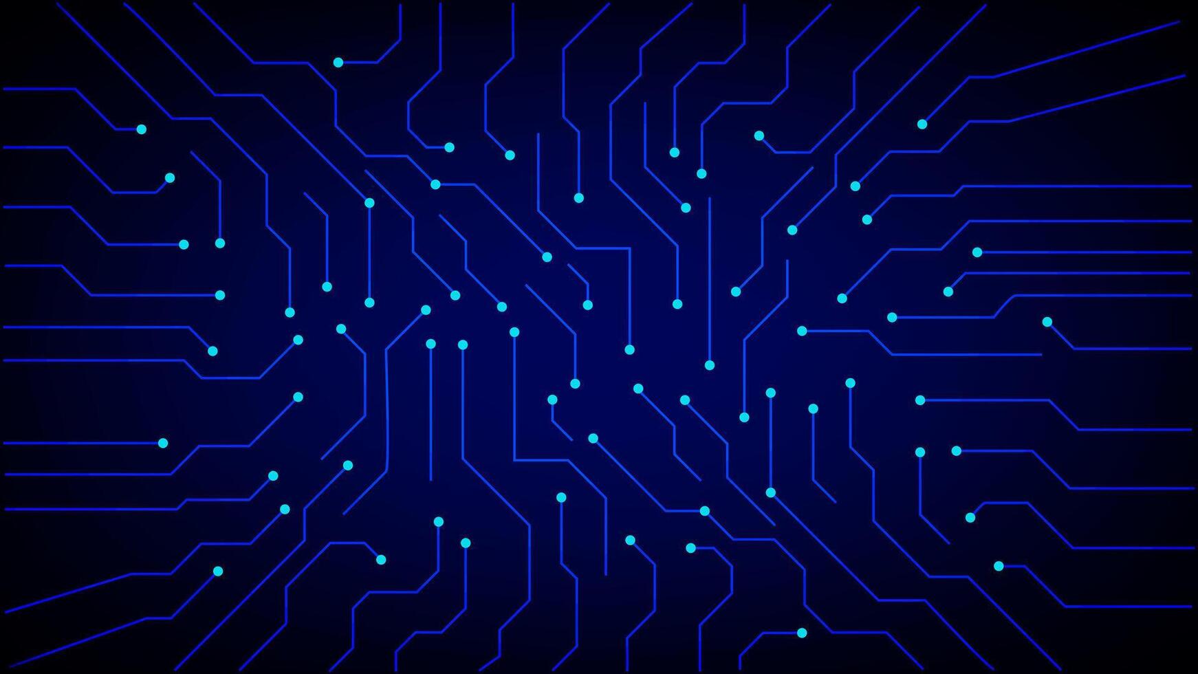Abstract digital circuit board background with glowing blue lines and nodes representing technology, data connections, and electronic systems vector