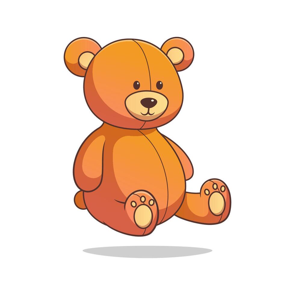 Teddy bear doll cartoon isolated on white background. vector