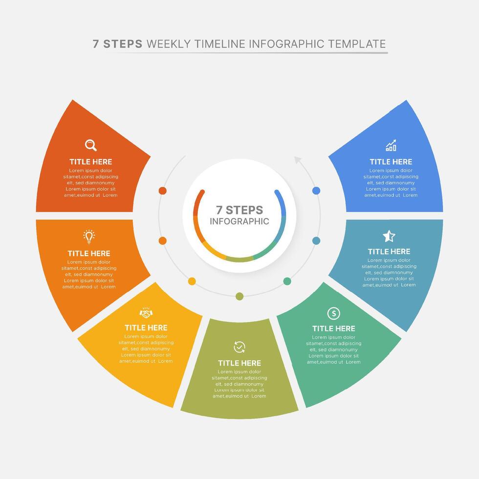 Modern Circular Cycle Round Infographic Design Template with 7 Data Points vector
