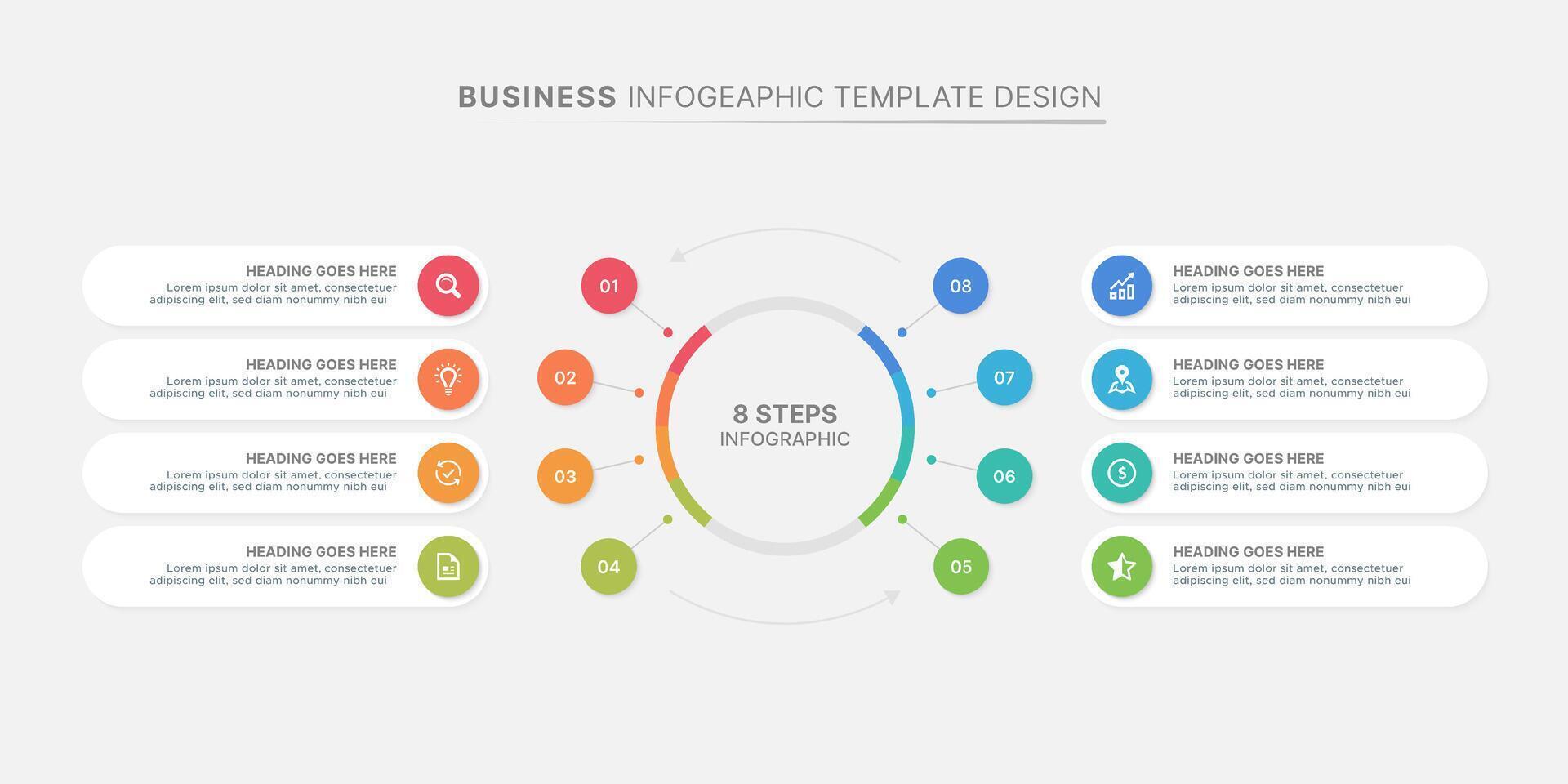 Modern Circular Cycle Infographic Design Template with 8 Stage vector