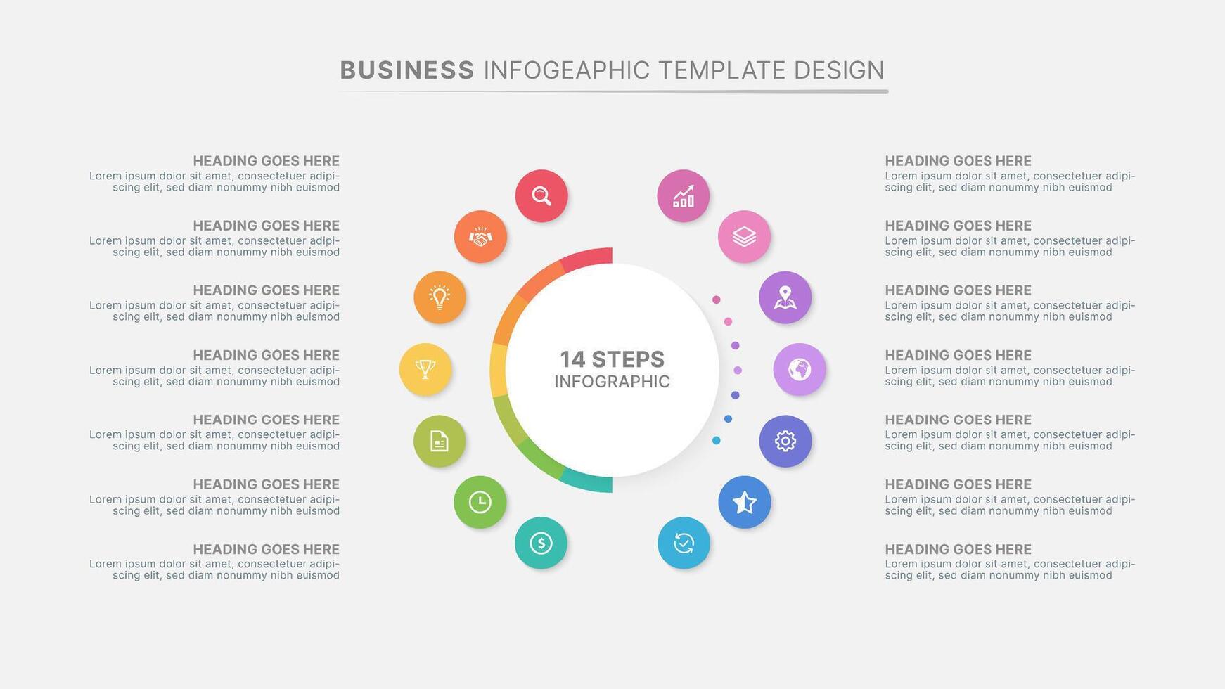 Modern Circular Round Infographic Design Template with 14 Options vector