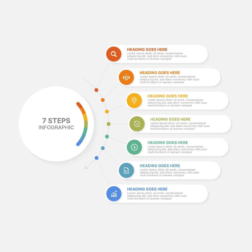 Modern Circular Cycle Round Infographic Design Template with 7 Data Point vector