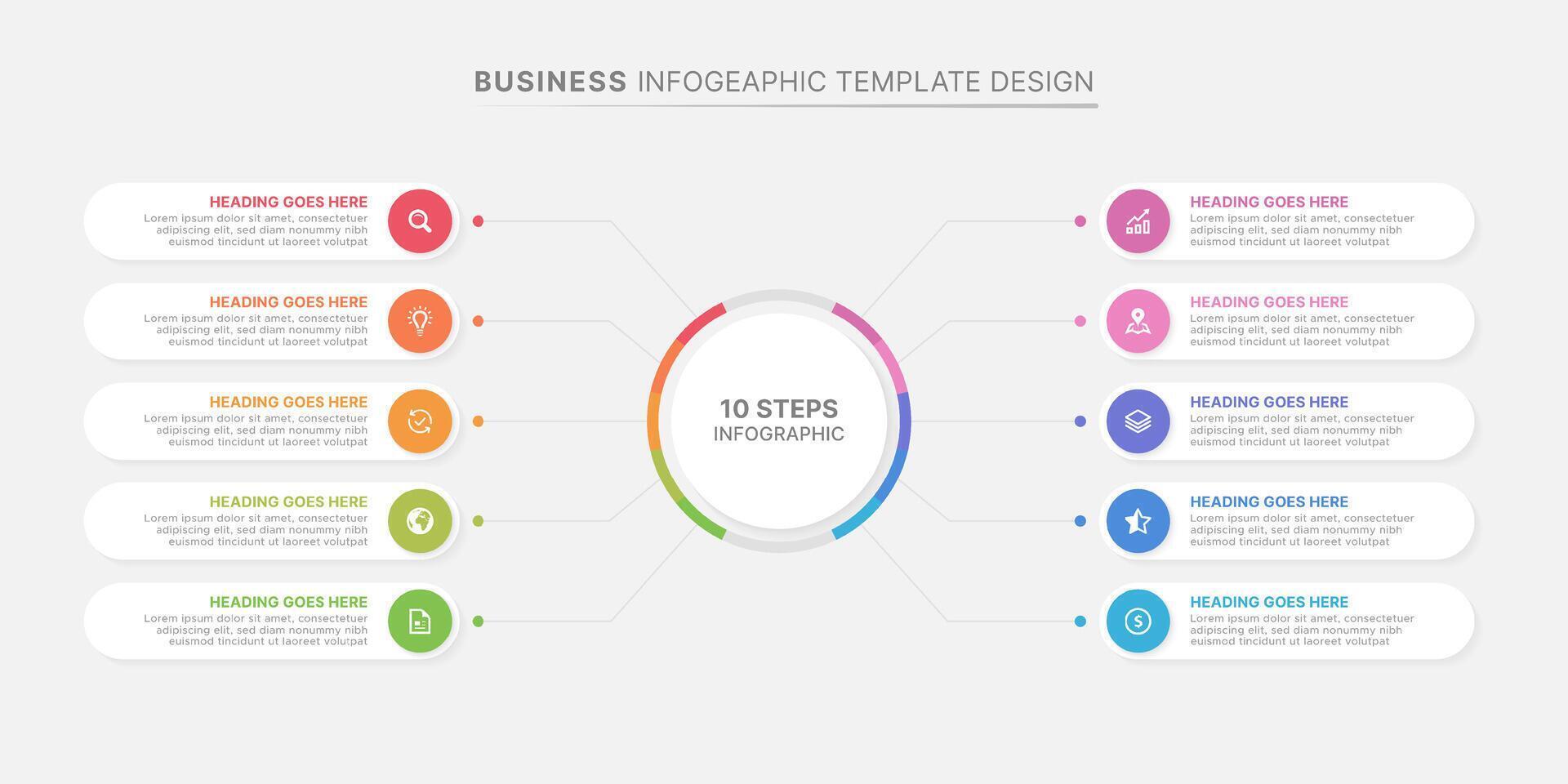 Modern Circular Cycle Infographic Template Design with 10 Data Points vector